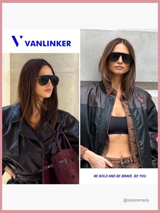 Oversized Aviator Sunglasses with UV400 Protection Plastic Frame main image 7